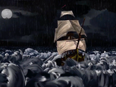 A screenshot from Crowalt's debut trailer showing a ship against the moonlit sky. 