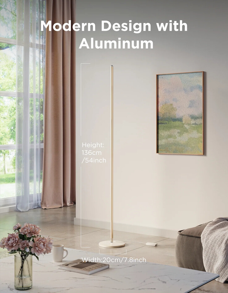 The Govee Floor Lamp Basic in champagne (gold). (Image source: Govee) 