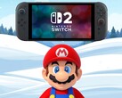 Mario standing under Switch 2 in winter backdrop (Image source: Nintendo of America with edits)