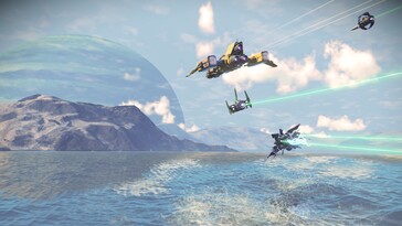 An image showing spaceships in No Man's Sky.