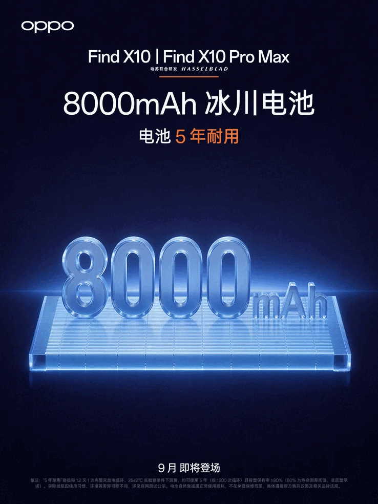 The Find X10 and Find X10 Pro Max are powered by dual-cell battery architectures with a combined capacity of 8,000mAh.