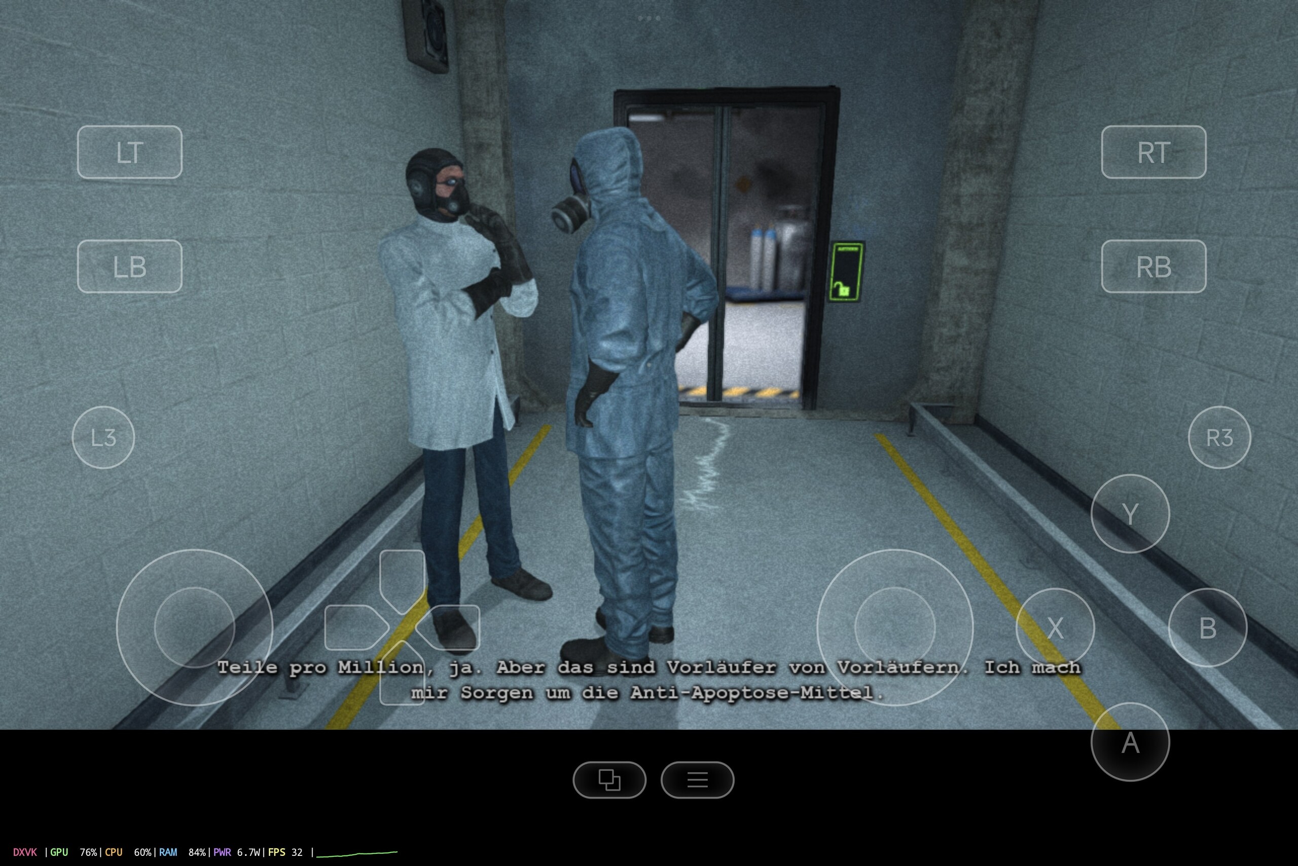 Outlast installed and played natively via Steam on a Android tablet (Screenshot: Marc Zander, Notebookcheck)