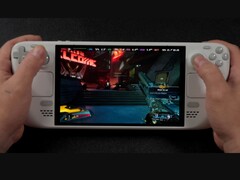 Borderlands 4 gameplay running on the Steam Deck, showing low frame rates on screen while being played handheld (Image source: ETA Prime via YouTube)
