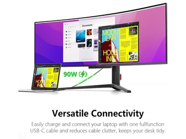 The monitor supports 90W PD and display via USB-C. (Image source: Amazon)