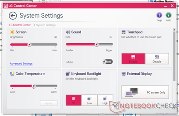 Color temperature, screen, and keyboard backlight settings