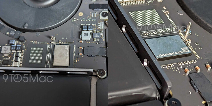 The new MacBook Pro with M2 Pro uses fewer, high-density NAND resulting in slower SSD speeds. (Image Source: 9to5Mac)