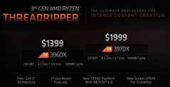 Threadripper 3960X and 3970X. (Image source: AMD)