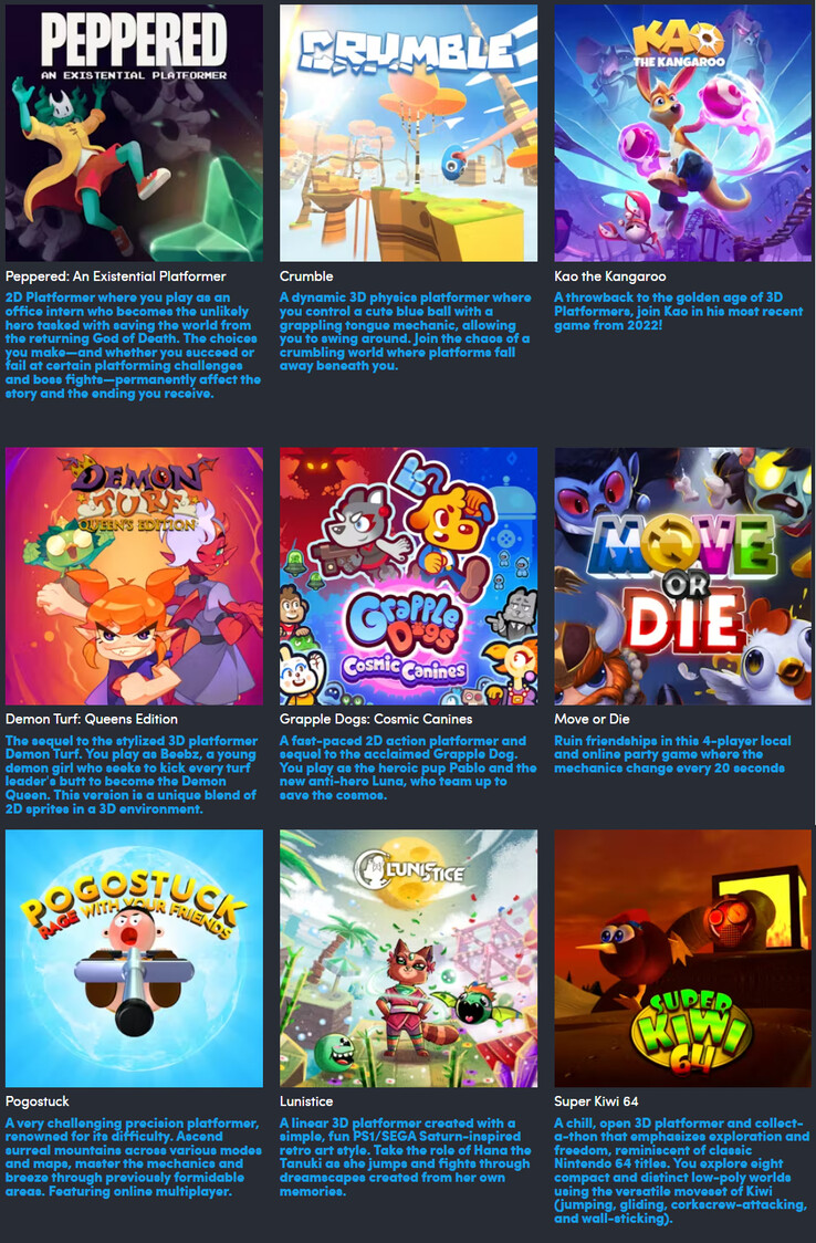 All the games included in the Playful Platformers bundle (Image source: Humble Bundle)