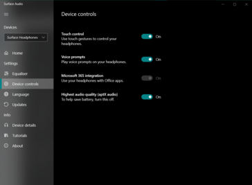 Microsoft includes several device controls too.