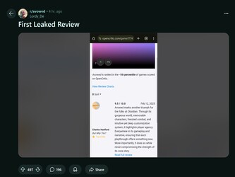Avowed leaked review Reddit post (Image source: Avowed subreddit)