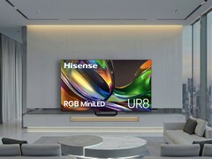 Hisense’s UR8 (pictured) and UR9 RGB MiniLED TVs are on show at CES 2026. (Image source: Hisense)
