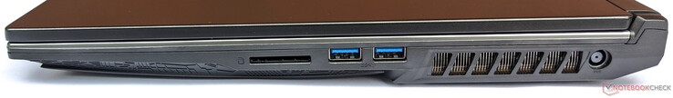 Right side: SD card reader, 2x USB 3.1 Gen 1 Type-A, power supply