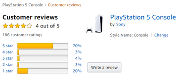 Only 4 stars for the PS5. (Image source: Amazon UK)