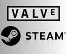 Valve and Steam logos (Image source: Valve Corporation, Public domain, via Wikimedia Commons, DemonDays64, modification of Valve Corporation file, Public domain, via Wikimedia Commons)