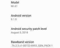 Xiaomi Mi A1 with August 2018 security patch Oreo 8.1