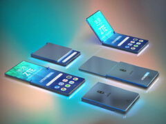 Renders of potential ZTE foldable smartphone with clamshell form factor. (Source: LetsGoDigital)