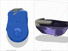 Scanned 3D model of the Glorious Model O3 Wireless with a custom holder designed in Fusion 360