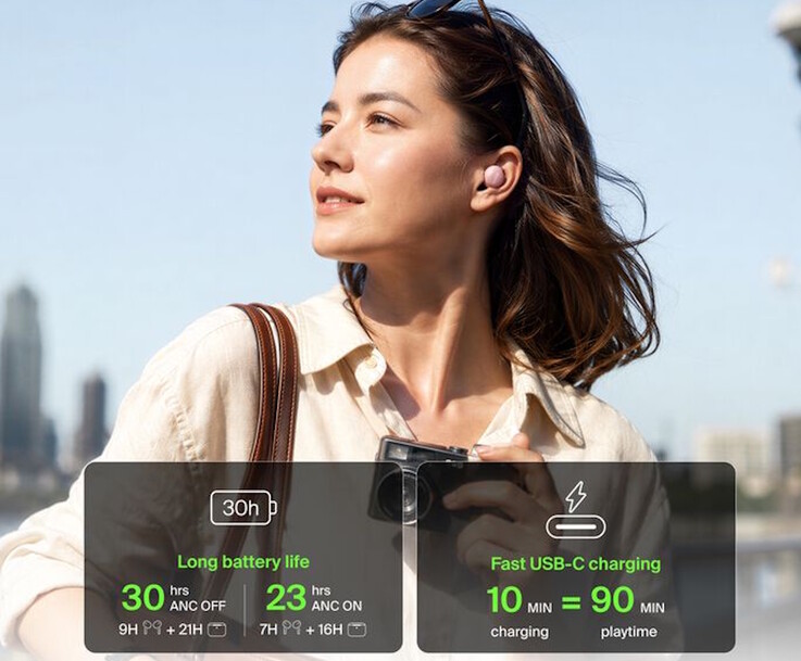 The Belkin SoundForm Dot ANC earbuds offer multi-day runtimes using the charging case.