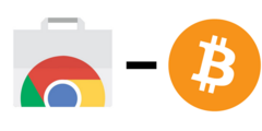 The Chrome Web Store is breaking up with cryptocurrencies. (Logos: Chrome Web Store and Bitcoin. Image: Self)
