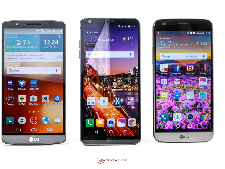 From left: LG G3, LG G6, LG G5