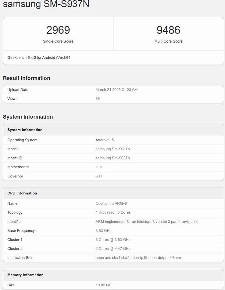 The Geekbench listing that's in the spotlight (Image source: Geekbench)
