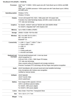 Asus VivoBook S14 S432FL and S432FA specs. (Source: Asus)