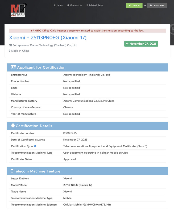 (Image source: NBTC)