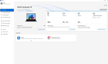 MyAsus home screen