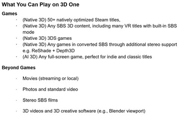 The Abxylute 3D One can display a variety of games, apps, images, and movies in 3D. (Image source: Abxylute)