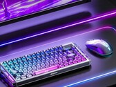 Lenovo Legion Y7MG gaming mouse shown alongside keyboard, monitor, and RGB desk backlight