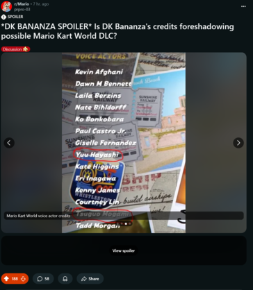 Mario Kart World credits (Image source: screenshot, Mario subreddit)