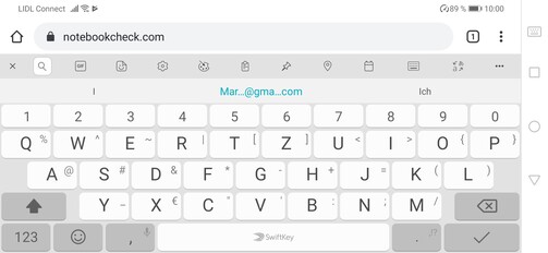 Using the default keyboard in landscape mode