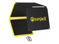 The SunJack 60 W solar panel has USB-C and USB-A ports for direct charging. (Image source: SunJack)