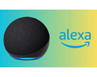 A promotional image for Amazon Echo with a deep gradient background and a logo of Alexa AI assistant. (Image Source: Amazon)