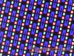 Sharp OLED subpixel array from the glossy overlay