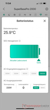 Battery details and settings