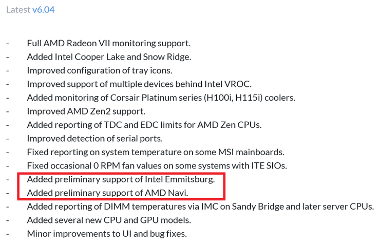 Zen 2 and the Radeon VII also gain more support. (Source: HWiNFO)