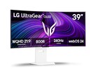 The image shows the LG UltraGear gaming monitor with a 39" OLED panel