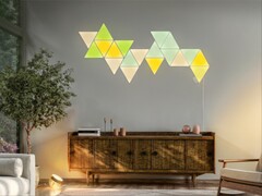 Philips Hue Wall Light Module will connect to compatible Nanoleaf panels as shown.