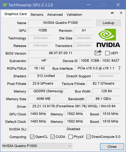 GPU-Z Nvidia Quadro P1000