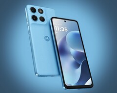 The Moto G17 is available in three colours, including light blue.