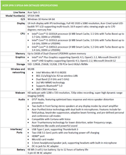 Acer Spin 3 Specs. (Source: Acer)