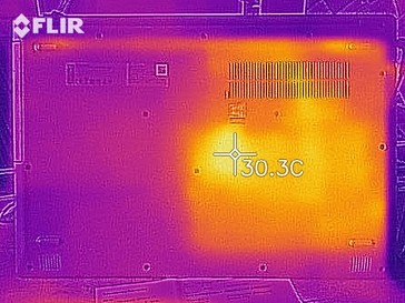 Heat distribution at idle (underside)