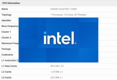 The Intel Core 7 250H is slated to launch in a few weeks alongside the Intel Core Ultra 200 series Arrow Lake line-up. (Image source: Intel/Geekbench)