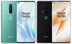The OnePlus 8 and OnePlus 8 Pro have a left-hand side location for the selfie camera punch-hole. (Image source: OnePlus - edited)