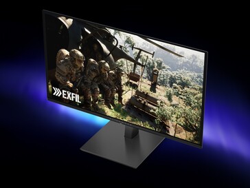 Front of Alienware AW2726DM 27-inch OLED gaming monitor shown at angle