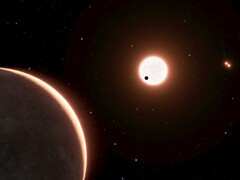 An artist's illustration showing an exoplanet and its star.