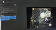 This is a photo taken by Gtx9 that shows Cinebench actually rendering the image with a 256 thread CPU. (Source: Chiphell)