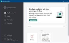 30 days left until the demise of the Grammarly Desktop Editor (Source: Own) 