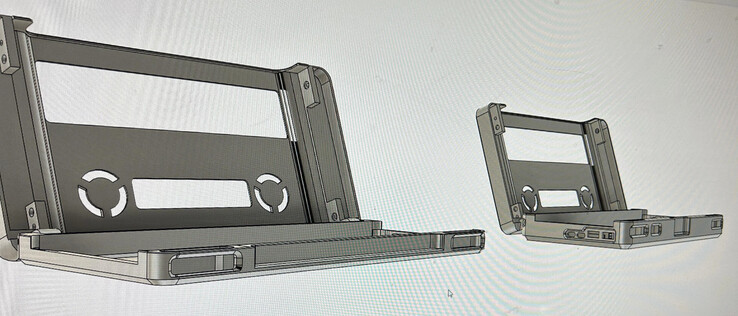 CAD renders of the two Lenovo Legion Go docking solutions. (Image source: u/MysteriousAlarm897)